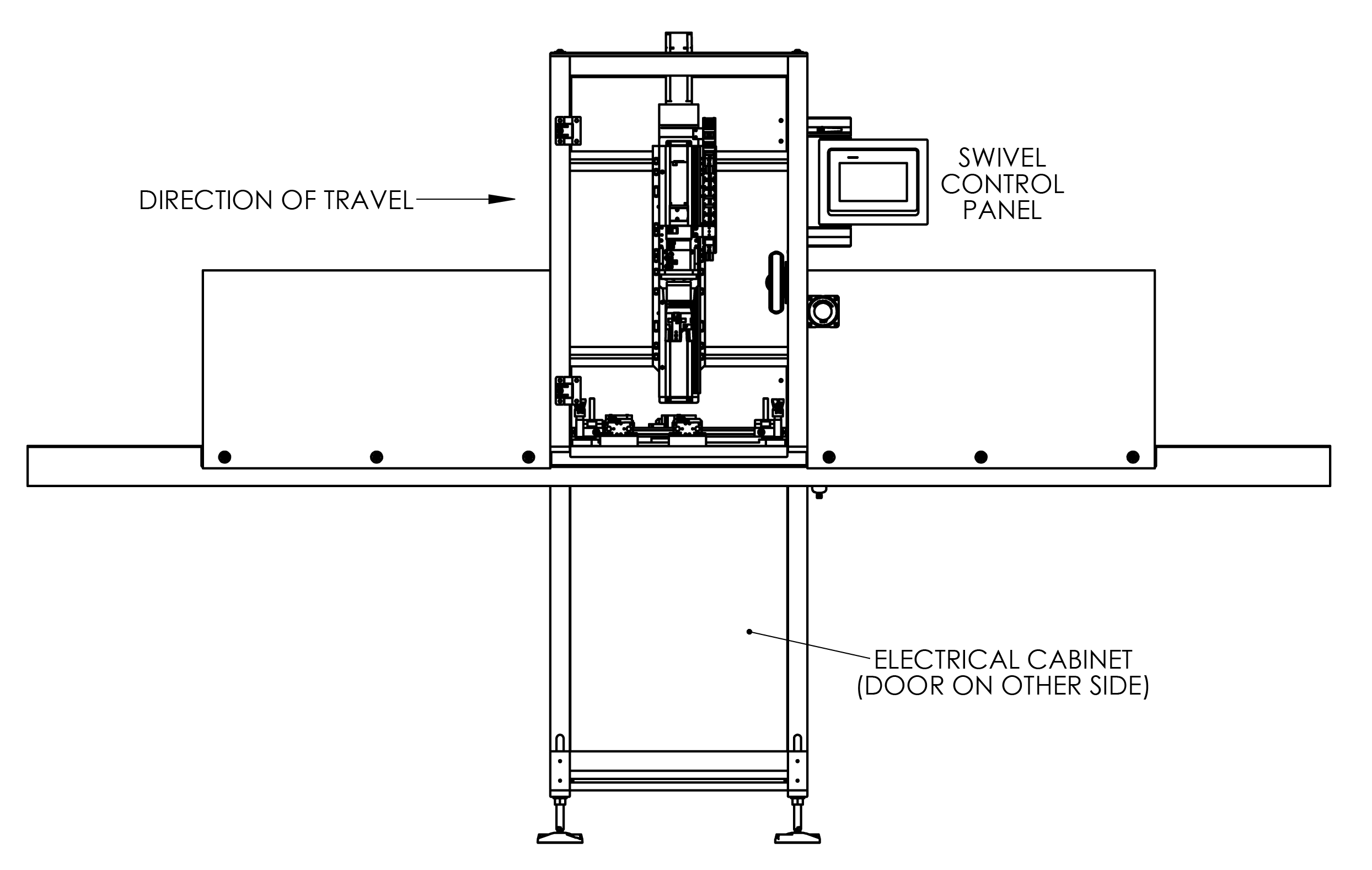CC570 Semi Automatic Capping Machine, Dimensions Front View.