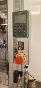 CC1100 Benchtop Semi-Automatic Capper with touchscreen HMI control panel for precision capping.