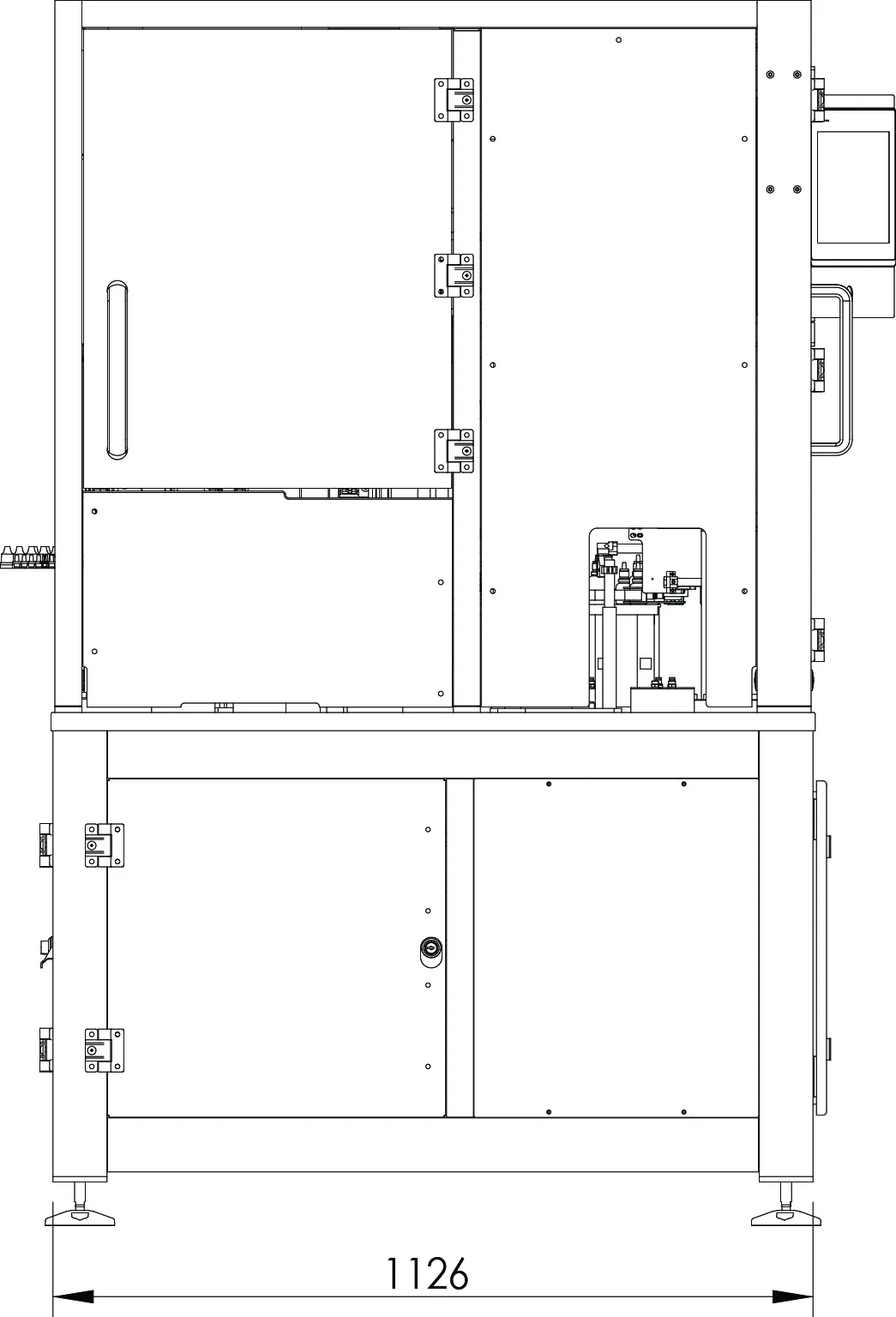 CC1160 Automatic Monobloc Filling & Capping Machine Diagram showing side view.