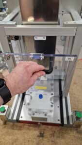CC1440 Benchtop Closure Machine, Showing the Front Interlocked Guard.